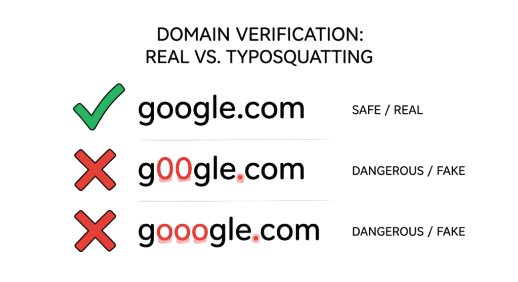typosquatting phishing domains examples google vs fake domains