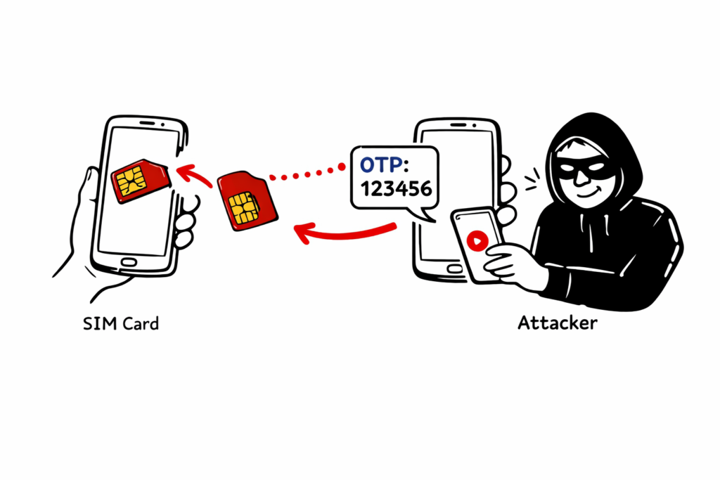 SIM swapping UPI fraud diagram