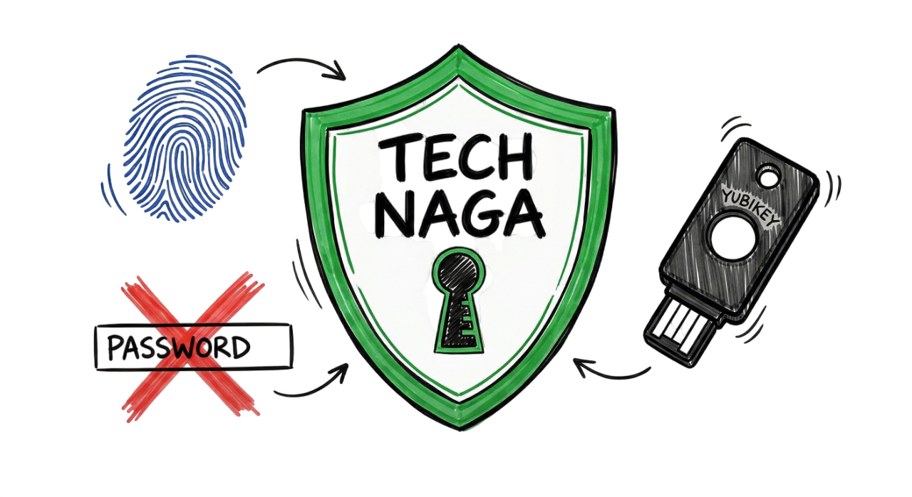 The Ultimate Password Security Guide featured image showing a protective shield and biometric icons